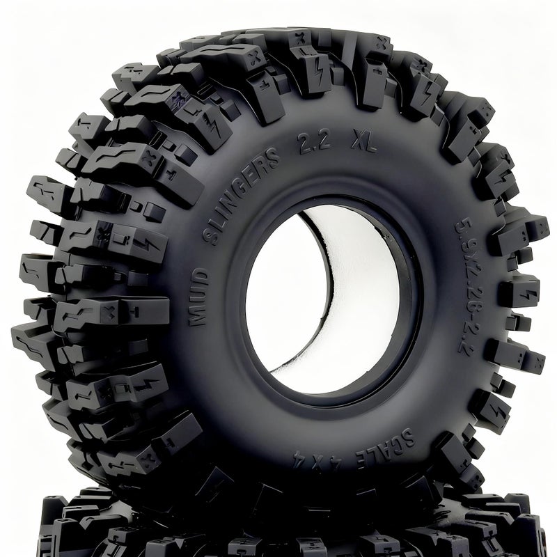 HOBBYSOUL 5.9'' Tall RC 2.2 Crawler Tires - Mud Slingers XL T8 2.2â€˜â€™ tire for 1/10 Scale RC Crawler Upgrades, HS701805 - Image 4
