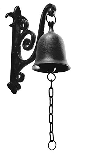 DECONOOR Vintage Cast Iron Dinner Bell as Entry Door Bell, Outside Hanging Decor or Indoor Decoration Wall Antique Farm and Front Gate Bell, Jet Black - Image 2