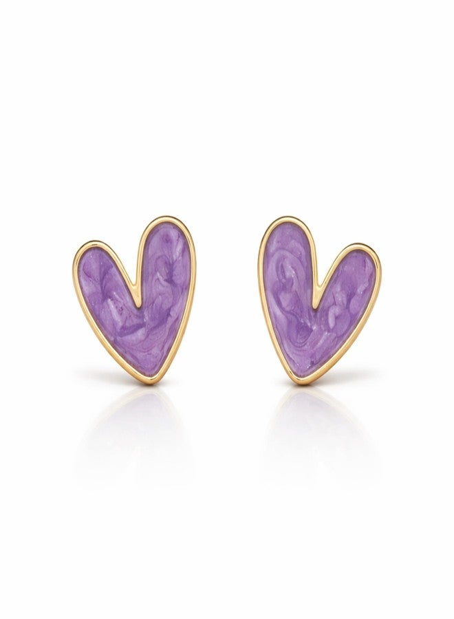 Salve Coquette Aesthetic Lavender Purple Heart Earrings for Women Stylish | Ear Accessories for Girls Fancy Earrings | Fashion Jewellery for Women Ear Tops for Girls Stylish - Image 1