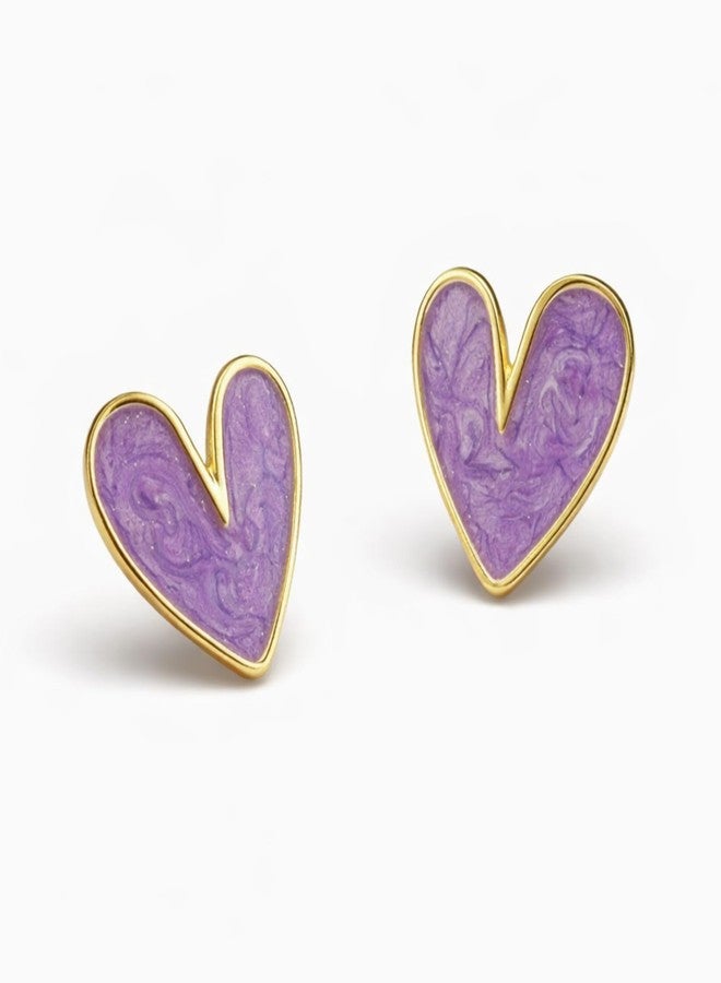 Salve Coquette Aesthetic Lavender Purple Heart Earrings for Women Stylish | Ear Accessories for Girls Fancy Earrings | Fashion Jewellery for Women Ear Tops for Girls Stylish - Image 3
