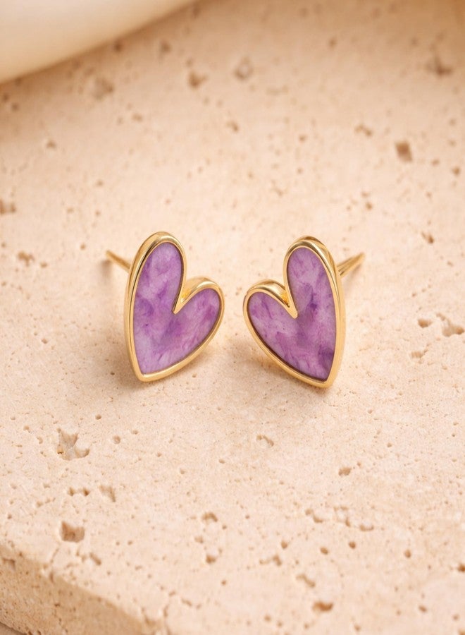 Salve Coquette Aesthetic Lavender Purple Heart Earrings for Women Stylish | Ear Accessories for Girls Fancy Earrings | Fashion Jewellery for Women Ear Tops for Girls Stylish - Image 2