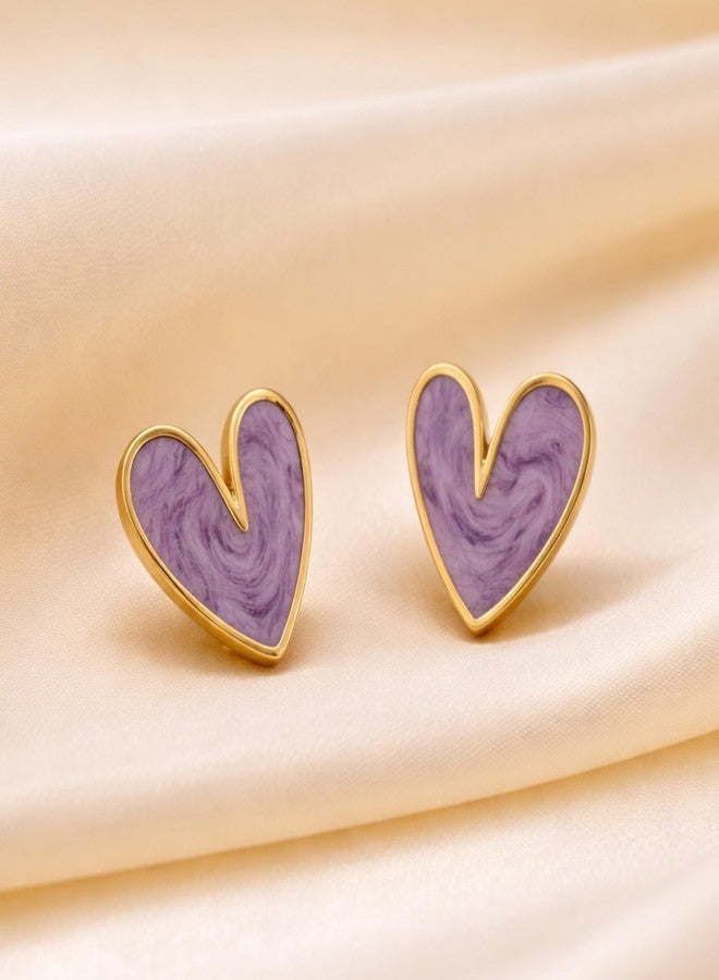Salve Coquette Aesthetic Lavender Purple Heart Earrings for Women Stylish | Ear Accessories for Girls Fancy Earrings | Fashion Jewellery for Women Ear Tops for Girls Stylish - Image 4