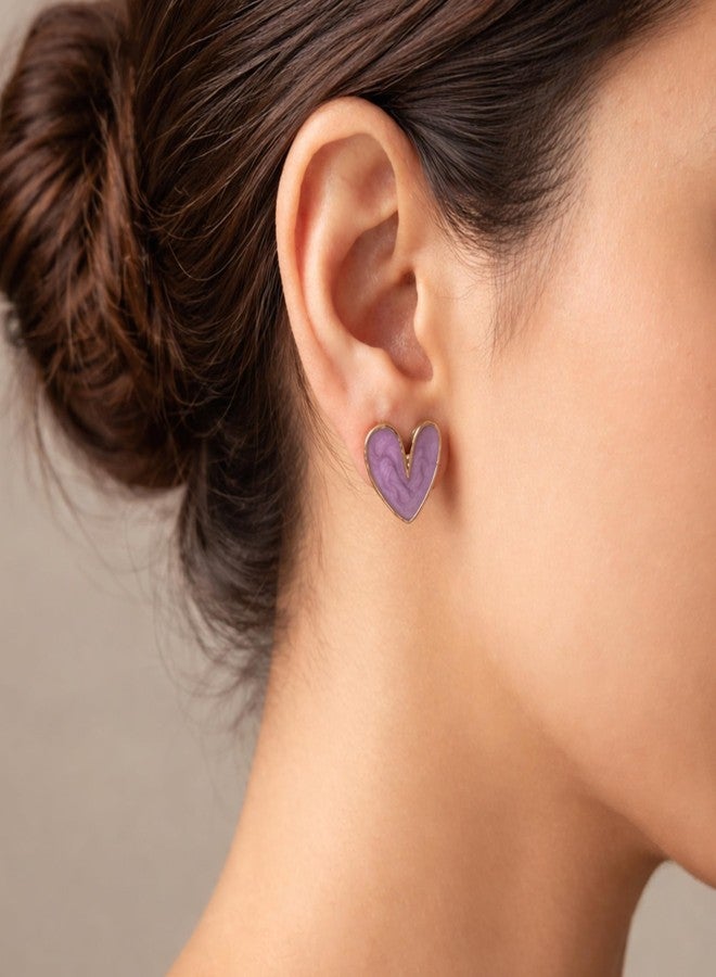 Salve Coquette Aesthetic Lavender Purple Heart Earrings for Women Stylish | Ear Accessories for Girls Fancy Earrings | Fashion Jewellery for Women Ear Tops for Girls Stylish - Image 5