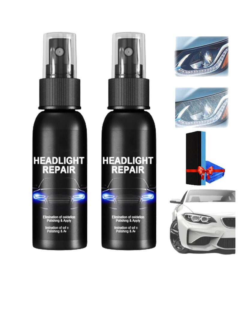 SYOSI Car Headlight Repair Fluid, Innovative Headlight Repair Polish, Headlight Cleaner and Restorer Kit, Headlight Restoration Fluid, Scratch Removal Spray for Head Light Lens (50ml, 2pcs) - Image 1