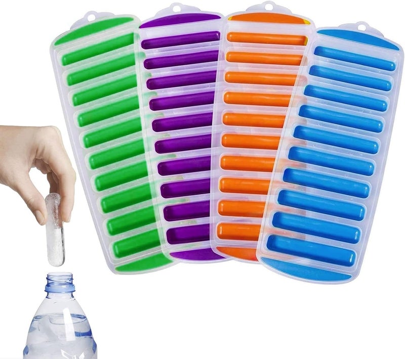 PUTHAK Durable Easy Pop Out Flexible Silicone Long Stick ShapedCandy StickKitkat Mould Ice Cube Tray for Refrigerators Multicolor Silicone Ice Cube Tray Pack of4 - Image 1