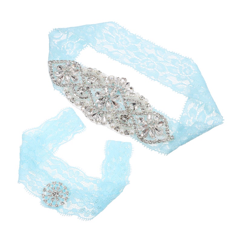 2PCS Wedding Bride for Bridal Rhinestones Set Foot Decor (White) - Image 1