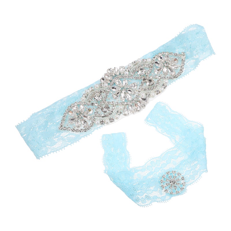 2PCS Wedding Bride for Bridal Rhinestones Set Foot Decor (White) - Image 4