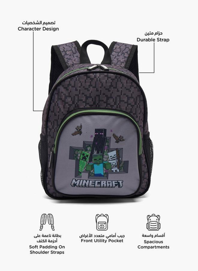 MINECRAFT Pixelated Print School Backpack For Boys 13 Years+ With Padded Shoulder Straps - Image 2