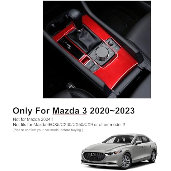 ريحني لمازدا 3 2020 2021 2022 2023 غطاء كونسول وسط السيارة لوحة التروس غطاء ناقل الحركة غطاء مقبض ناقل الحركة تجهيزات إكسسوارات داخلية أوتوماتيكية أحمر - Image 3