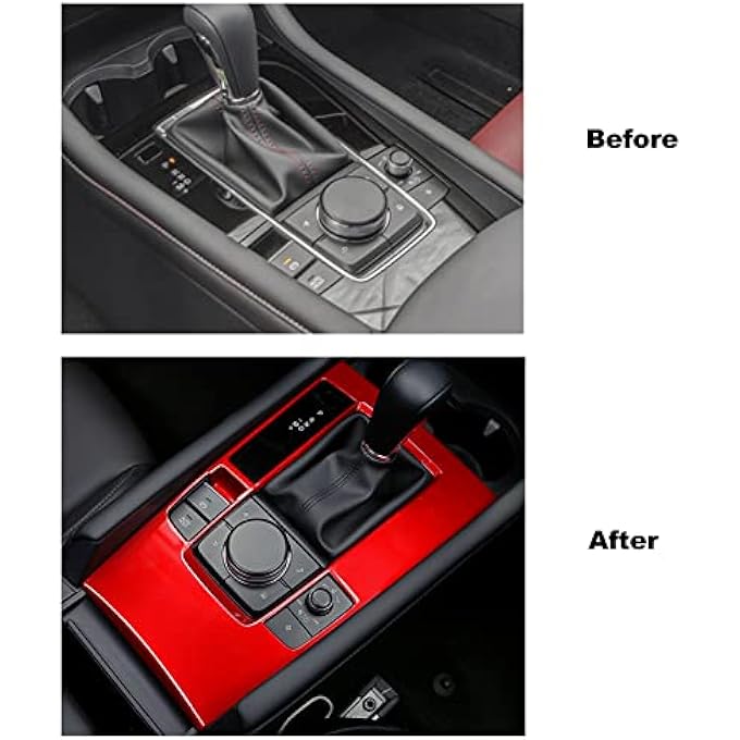 ريحني لمازدا 3 2020 2021 2022 2023 غطاء كونسول وسط السيارة لوحة التروس غطاء ناقل الحركة غطاء مقبض ناقل الحركة تجهيزات إكسسوارات داخلية أوتوماتيكية أحمر - Image 4