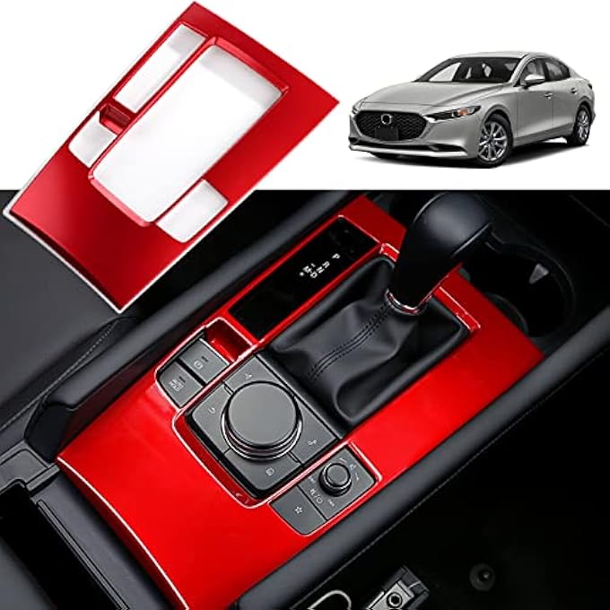 ريحني لمازدا 3 2020 2021 2022 2023 غطاء كونسول وسط السيارة لوحة التروس غطاء ناقل الحركة غطاء مقبض ناقل الحركة تجهيزات إكسسوارات داخلية أوتوماتيكية أحمر - Image 5