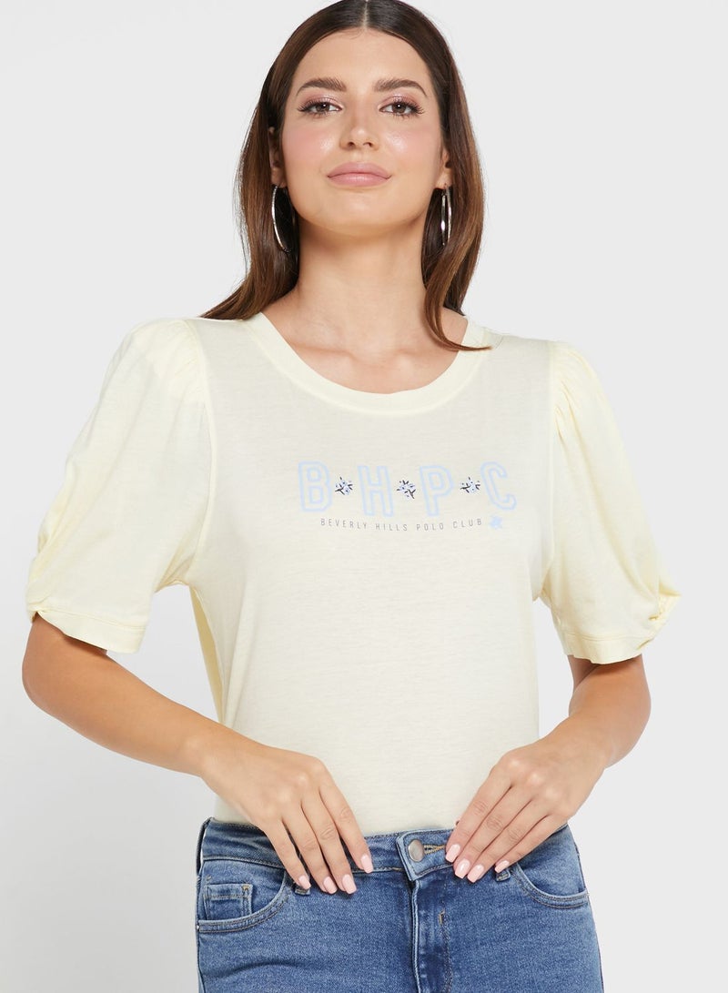 bhpoloclub Puff Sleeve Logo Top - Image 1