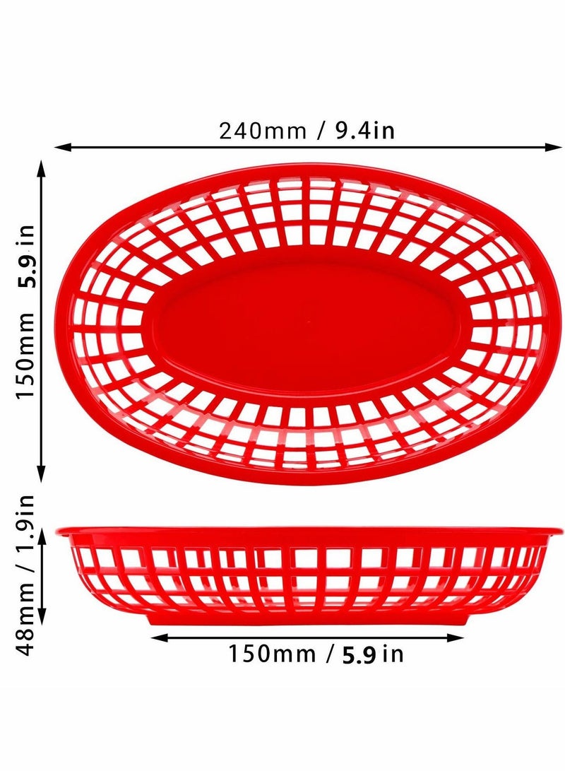 Excefore Bread Baskets, Reusable Oval Plastic Food Serving Baskets, Microwave& Dishwasher Safe Food Grade Plastic Food Tray for Party Picnic BBQ Burger Fries Sandwiches 9.4" x 5.9" 24pcs  - Image 4