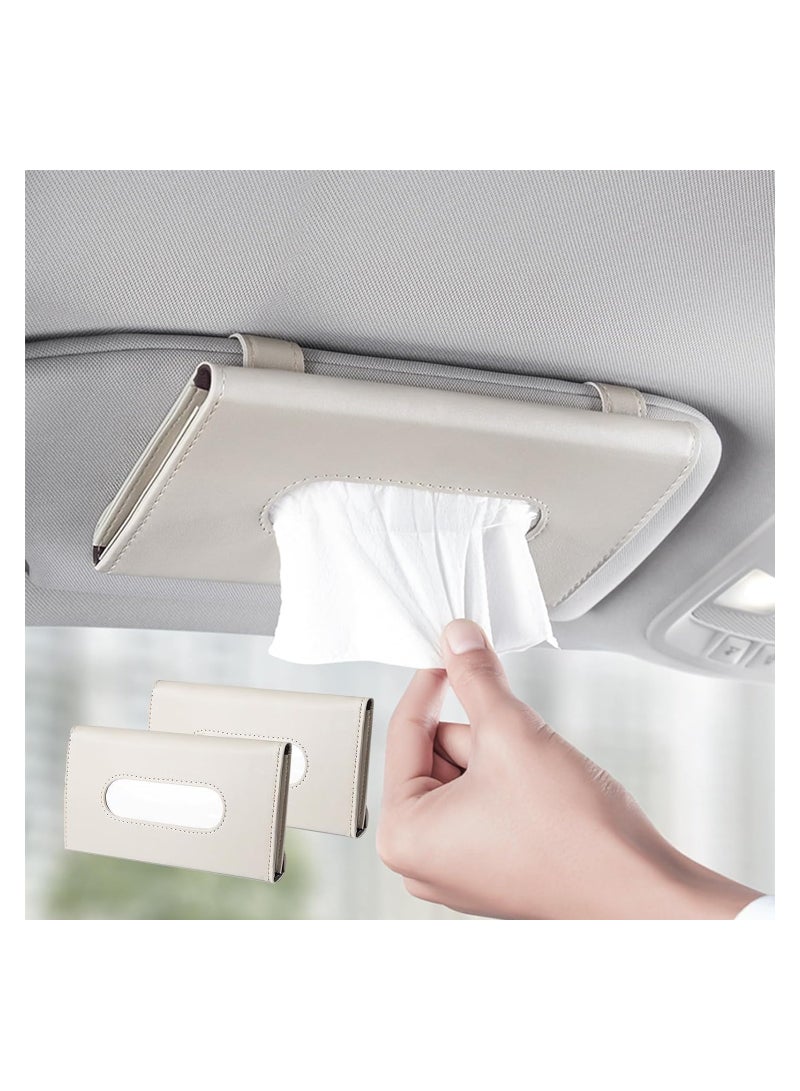 SYOSI 2 Pack Car Visor Tissue Holder, Sun Visor Napkin Holder, Car Tissue Box Holder, Tissue Box Holder for Car, Pu Leather Backseat Tissue Case Holder for Car  - Image 1