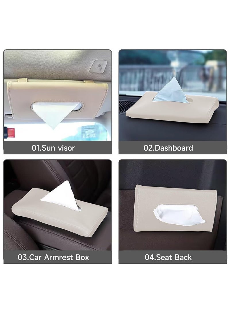 SYOSI 2 Pack Car Visor Tissue Holder, Sun Visor Napkin Holder, Car Tissue Box Holder, Tissue Box Holder for Car, Pu Leather Backseat Tissue Case Holder for Car  - Image 4
