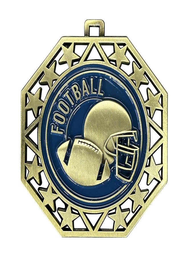 Express Medals Football Gold Medals Trophy Award with Neck Ribbons EMDC214FB - (Pack of 10) - Image 1