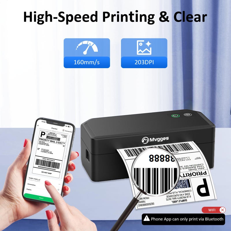 Mvgges Shipping Label Printer,Bluetooth 4x6 Thermal Label Printer for Small Business Office or Home, Compatible with Android, iOS, Windows and Mac, Widely Used for Amazon,USPS,Etsy - Image 5