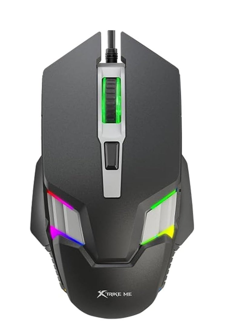 إكسترايك-مي ماوس الألعاب السلكي XTRIKE ME GM 110، Elite RGB، أسود/رمادي/أحمر/أزرق - Image 1