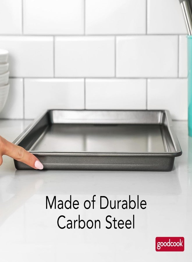 صينية خبز كبيرة من GoodCook PRO، غير لاصقة، مقاومة للتشوه والخدوش، آمنة للغسل في غسالة الأطباق، مصنوعة من الفولاذ الكربوني لخبز متساوٍ، آمنة للاستخدام في الفرن حتى 480 درجة فهرنهايت، مقاس 11 × 17 بوصة، لون رمادي - Image 5