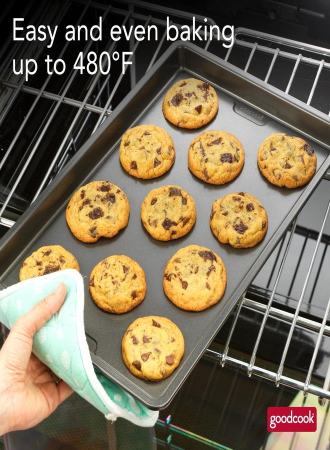 صينية خبز كبيرة من GoodCook PRO، غير لاصقة، مقاومة للتشوه والخدوش، آمنة للغسل في غسالة الأطباق، مصنوعة من الفولاذ الكربوني لخبز متساوٍ، آمنة للاستخدام في الفرن حتى 480 درجة فهرنهايت، مقاس 11 × 17 بوصة، لون رمادي - Image 4