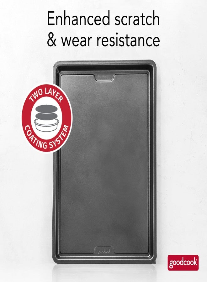 صينية خبز كبيرة من GoodCook PRO، غير لاصقة، مقاومة للتشوه والخدوش، آمنة للغسل في غسالة الأطباق، مصنوعة من الفولاذ الكربوني لخبز متساوٍ، آمنة للاستخدام في الفرن حتى 480 درجة فهرنهايت، مقاس 11 × 17 بوصة، لون رمادي - Image 3