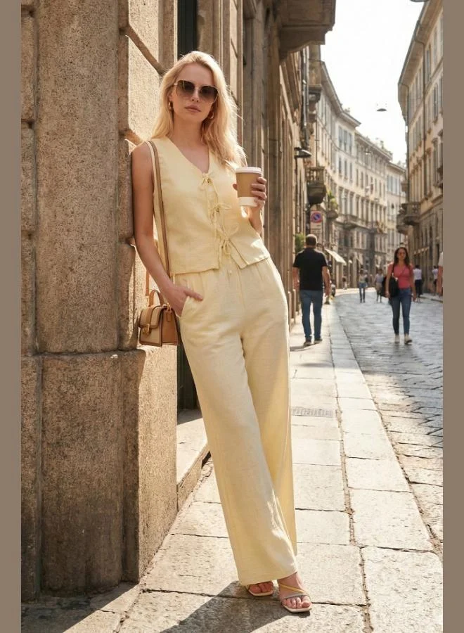 Lela Lela Cotton Regular Fit Muslin Set with Tie Detail for Women SET 5866660