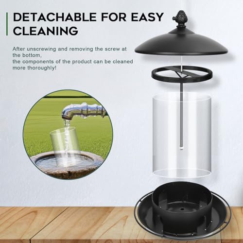 Gbekery Metal Bird Feeders for Outdoors Hanging, Weather Resistant Wild Bird Feeder with 360 Degree Feeding Tray, Black - Image 5