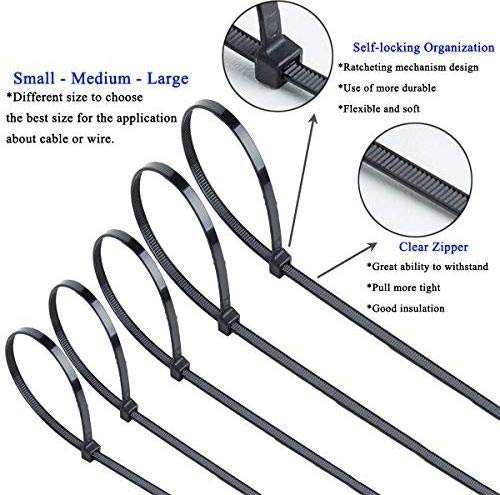 KROXX KROXX Premium 16 Inch 400 MM x 50 MM Width Self Locking Ultra Strong 20 kg of holding capacity Wire Zip Ties Heavy Duty Nylon Fastener Organizer Cable Ties Pack of 25 Black  - Image 5