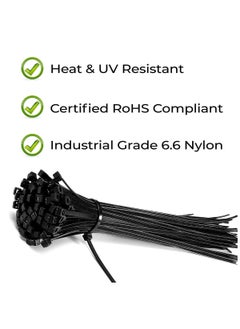 KROXX KROXX Premium 16 Inch 400 MM x 50 MM Width Self Locking Ultra Strong 20 kg of holding capacity Wire Zip Ties Heavy Duty Nylon Fastener Organizer Cable Ties Pack of 25 Black  - Image 2
