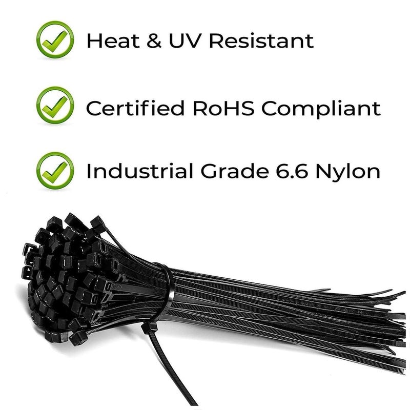 KROXX KROXX Premium 16 Inch 400 MM x 50 MM Width Self Locking Ultra Strong 20 kg of holding capacity Wire Zip Ties Heavy Duty Nylon Fastener Organizer Cable Ties Pack of 25 Black  - Image 2