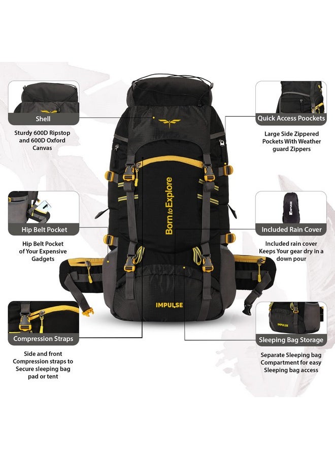 Impulse Impulse rucksack bags 60 litres travel bag for men tourist bag for travel backpack for hiking trekking Bag for men camping thames blue bag with 1 Year Warranty Large  - Image 2