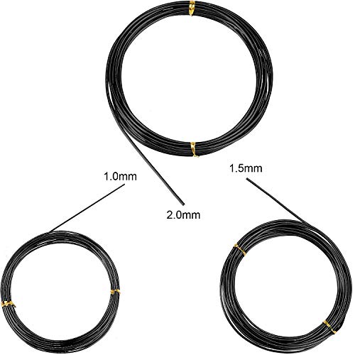 Zhanmai 9 Rolls Bonsai Wires Anodized Aluminum Bonsai Training Wire with 3 Sizes (1.0 mm, 1.5 mm, 2.0 mm), Total 147 Feet (Black, Brown, Green) - Image 3
