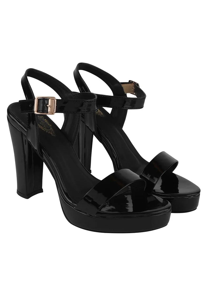 شوتوبيا Shoetopia Women’s  High Heel Sandals, Patent Block Heel Ankle Strap Buckle Sandals, Stylish Party & Evening Footwear