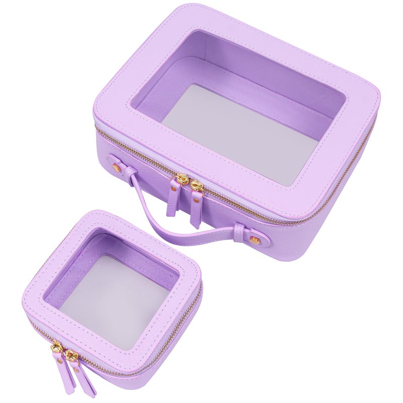 LETGO Clear Makeup Bags TSA Approved Toiletry Bags with Zipper Makeup Organizer for Carryon Travel Essentials Cosmetic Bags for Women Men MiniLarge Lavender