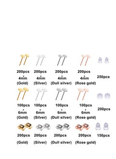 SYOSI Earring Making Supplies, Stainless Steel Earring Posts Earring Backs Flat Pad Earring Studs Earring Blank with Butterfly and Rubber Bullet Earring Backs for Earring Jewelry Making  - Image 4