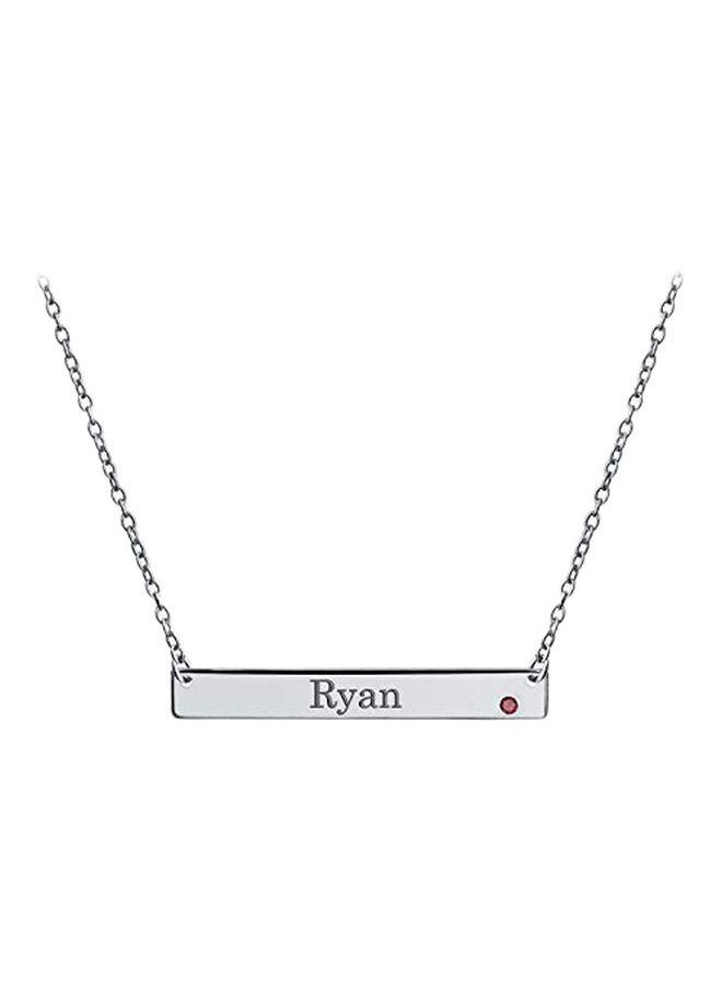 NIBEMINENT 925 Sterling Silver Crystal Studded Bar Pendant Necklace  - Image 1