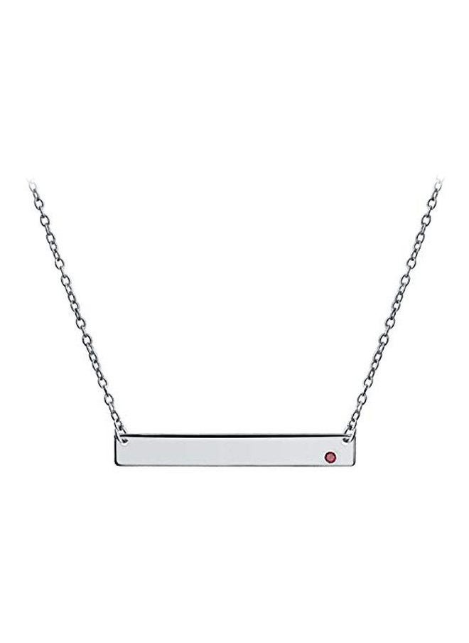 NIBEMINENT 925 Sterling Silver Crystal Studded Bar Pendant Necklace  - Image 2