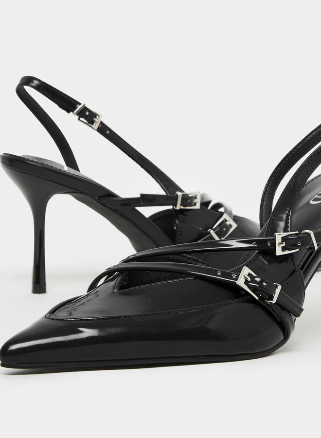 RAID Black Strappy Buckled High Heel Pumps - Image 4