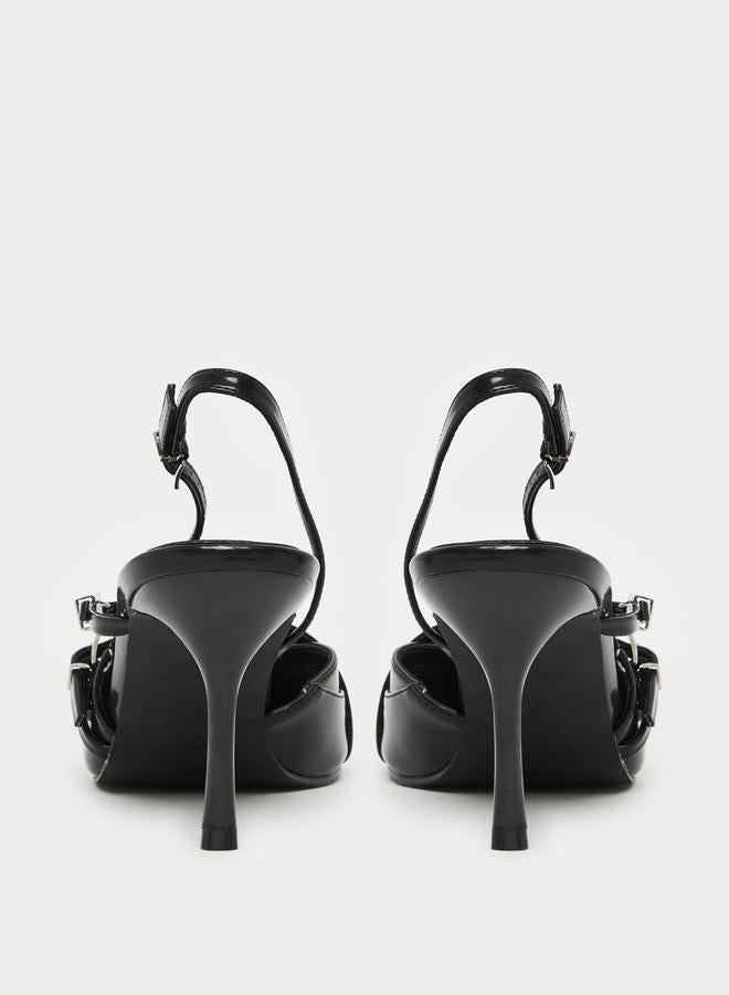 RAID Black Strappy Buckled High Heel Pumps - Image 5