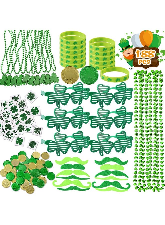 Max Fun 188Pcs St Patricks Day Accessories Party Favors Set Decorations Kids Saint Patricks Day Irish Decor, Green Beads Shamrock for Parades Supplies - Image 1