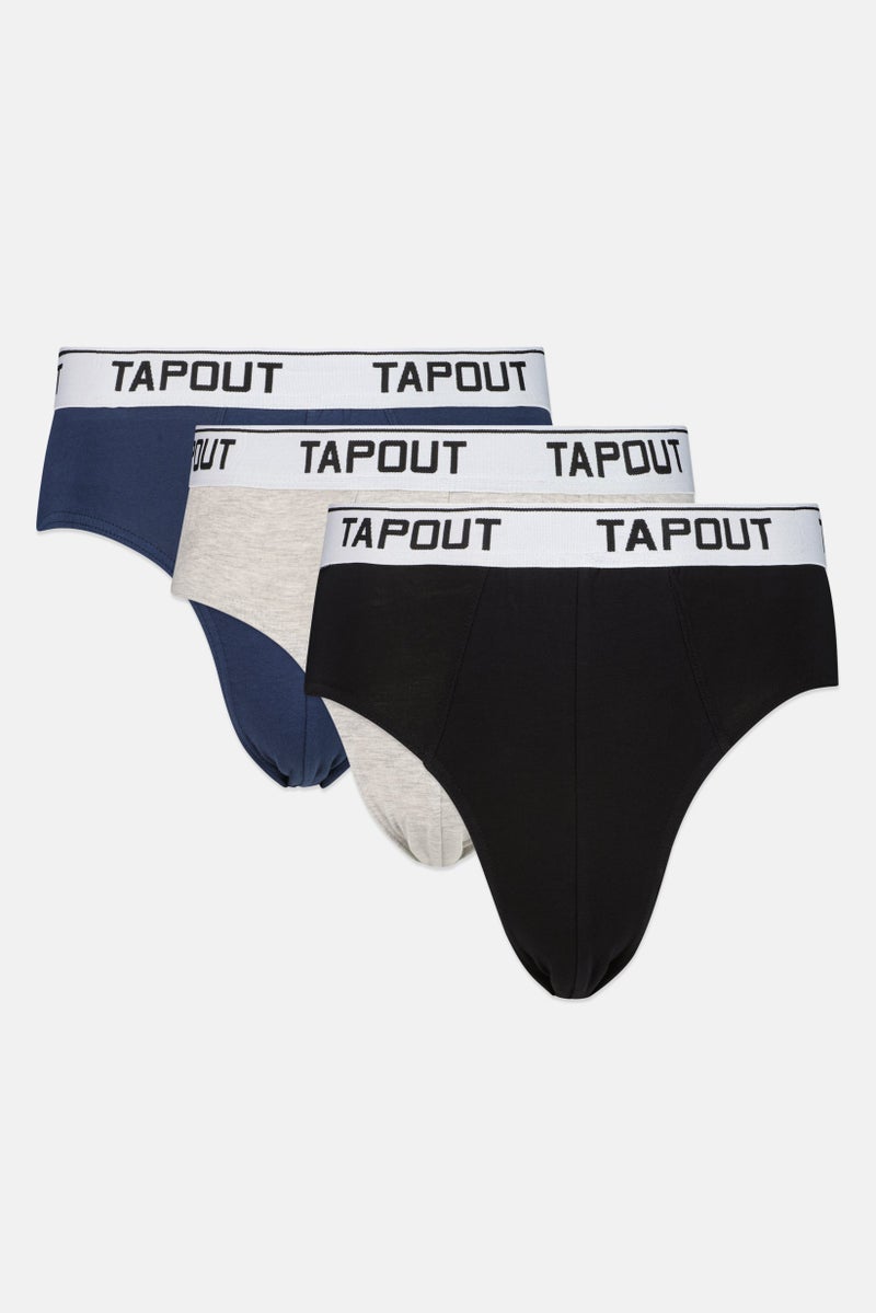 TapouT Men 3 Pieces Brand Logo Briefs, Multicolor - Image 1
