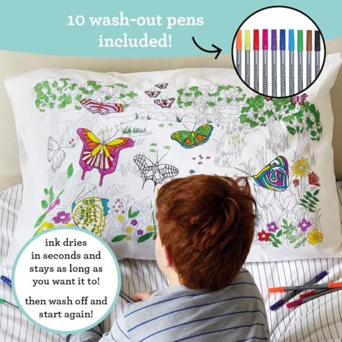 eatsleepdoodle - Coloring Pillowcase for Kids – Reusable DIY Pillow Cover with Washable Markers, Educational Arts & Crafts Activity for Boys & Girls, Fun Gift for Creative Play, Machine Washable - Image 2