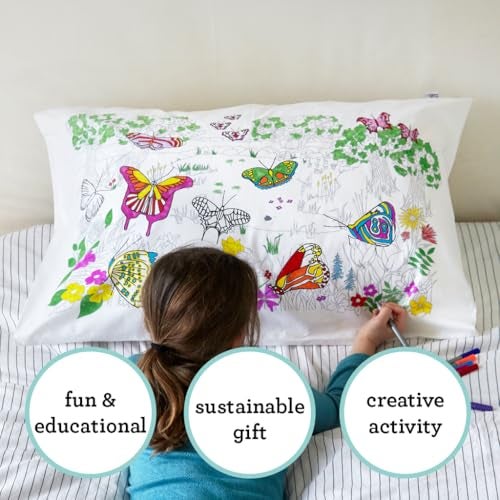 eatsleepdoodle - Coloring Pillowcase for Kids – Reusable DIY Pillow Cover with Washable Markers, Educational Arts & Crafts Activity for Boys & Girls, Fun Gift for Creative Play, Machine Washable - Image 4