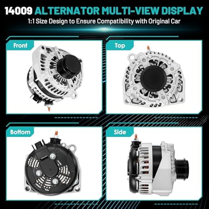 Farrme 14009 Car Alternators Fit for Chevy Silverado 1500 Tahoe Camaro Suburban, for GMC Sierra 1500 Yukon XL, for Cadillac Escalade Automotive Replacement Alternators 170A High Output Alternator - Image 5