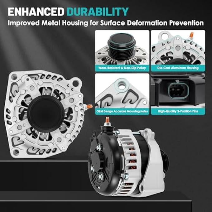 Farrme 14009 Car Alternators Fit for Chevy Silverado 1500 Tahoe Camaro Suburban, for GMC Sierra 1500 Yukon XL, for Cadillac Escalade Automotive Replacement Alternators 170A High Output Alternator - Image 4