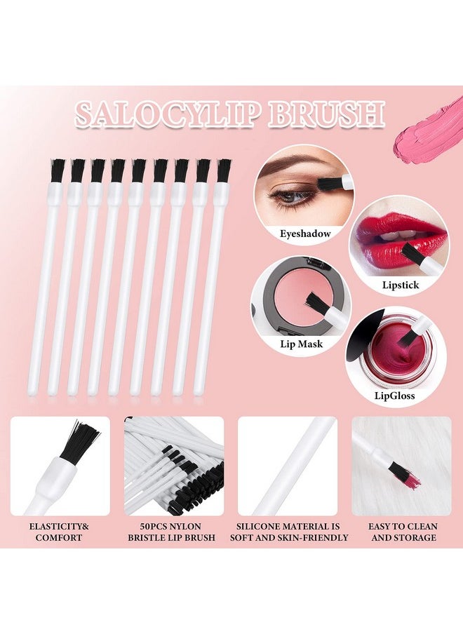 Prasacco - 50 Pcs Disposable Lip Brushes Nail Polish Brushes Lip Gloss Applicators Lipstick Wands Makeup Cosmetic Tools White - Image 1