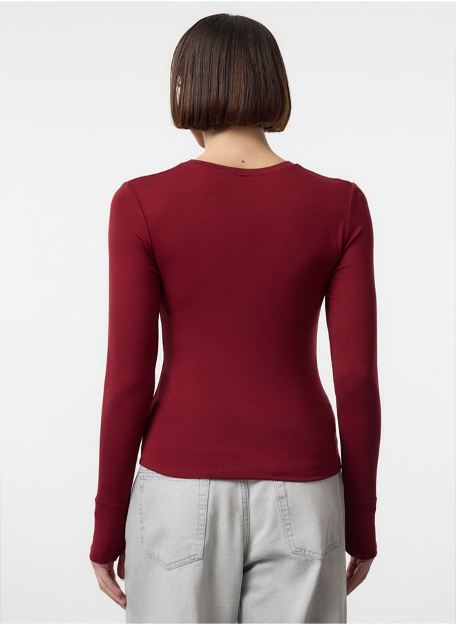 trendyol - Claret Red Viscose/Soft Fabric Finger-Touch Detailed Flexible Knitted Blouse TWOAW25BZ00014 - Image 1