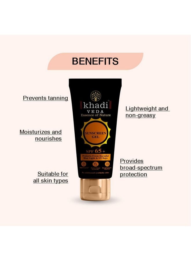 khadi veda Herbal Sunscreen Gel Spf65+ Matte Finish Blue Light And Uv Rays Protection (100Gm) - Image 3