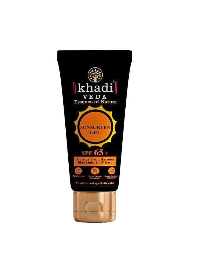 khadi veda Herbal Sunscreen Gel Spf65+ Matte Finish Blue Light And Uv Rays Protection (100Gm) - Image 1