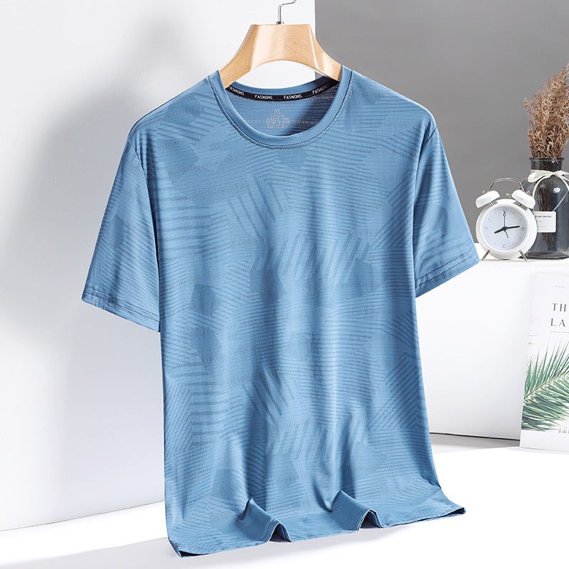 Ice Silk T-Shirt Men'S Quick-Drying Short-Sleeved T-Shirt Summer High-Elastic Ice-Feel Breathable Middle-Aged Tops Factory - Image 2